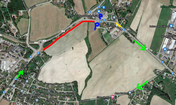 Perseløpet 100 km løypekart — rundbane 2 633 m i Eidsvoll